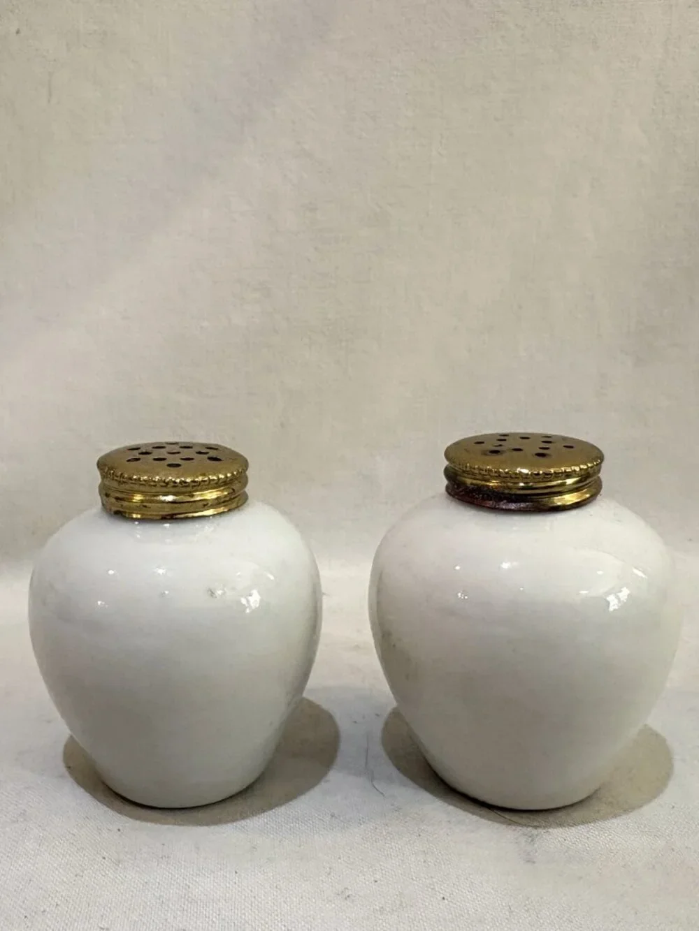VTG Switzerland Porcelain Salt Pepper Shaker Metal Cap